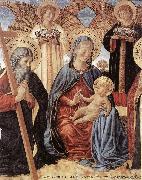 GOZZOLI, Benozzo Madonna and Child between Sts Andrew and Prosper (detail) fg oil on canvas